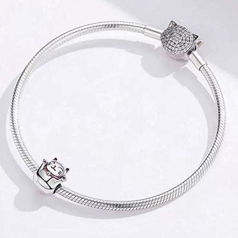 Love Cat Charm Lucky Cats Charms 925 Sterling Silver Cute Charm Pet Kitten Animal Charms for Cat Lovers in Saudi Arabia