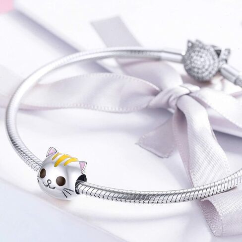Love Cat Charm Lucky Cats Charms 925 Sterling Silver Cute Charm Pet Kitten Animal Charms for Cat Lovers in Saudi Arabia