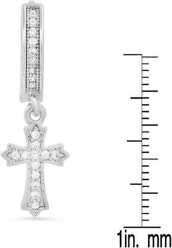 Steeltime Unisex Iced Out Huggie Charm Pendant Brass Earrings with Simulated Diamonds Jewelry Gift in Saudi Arabia
