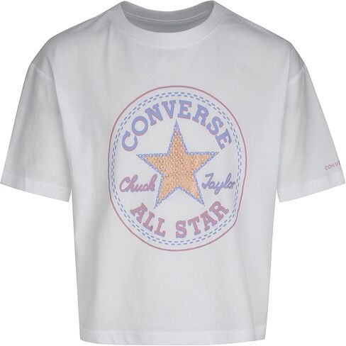 Converse Girl's Star Faux Sequin Boxy Tee (Big Kids) in Saudi Arabia