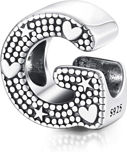 Sllaiss 925 فضة حرف الخرز سحر للنساء الرجال الذهب الأبيض مطلي ستار القلب الأولي حبة الأبجدية A-Z in Kuwait