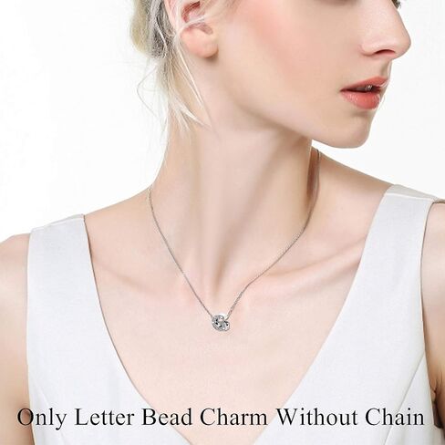 Sllaiss 925 فضة حرف الخرز سحر للنساء الرجال الذهب الأبيض مطلي ستار القلب الأولي حبة الأبجدية A-Z in Kuwait