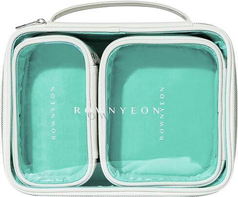 ROWNYEON 3Pcs Waterproof Clear Makeup Case for Travel,Portable Toiletry Bag Train Case Transparent Bag for Women Girls,Carry On Cosmetics Organizer with Zipper Handle (White) in Saudi Arabia