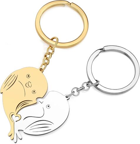 RAIDIN Valentines Day Gifts for Him Her Cute Bunny Cat Dog Dolphin Bird Couple Keychain Keyring for Boyfriend Girlfriend in Kuwait