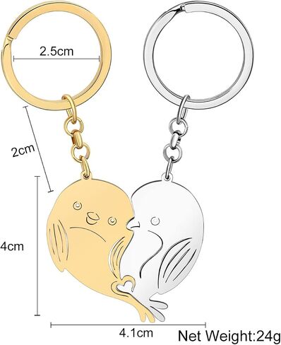 RAIDIN Valentines Day Gifts for Him Her Cute Bunny Cat Dog Dolphin Bird Couple Keychain Keyring for Boyfriend Girlfriend in Kuwait