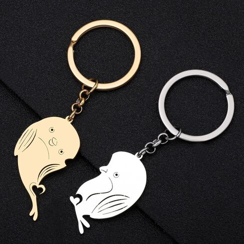 RAIDIN Valentines Day Gifts for Him Her Cute Bunny Cat Dog Dolphin Bird Couple Keychain Keyring for Boyfriend Girlfriend in Kuwait