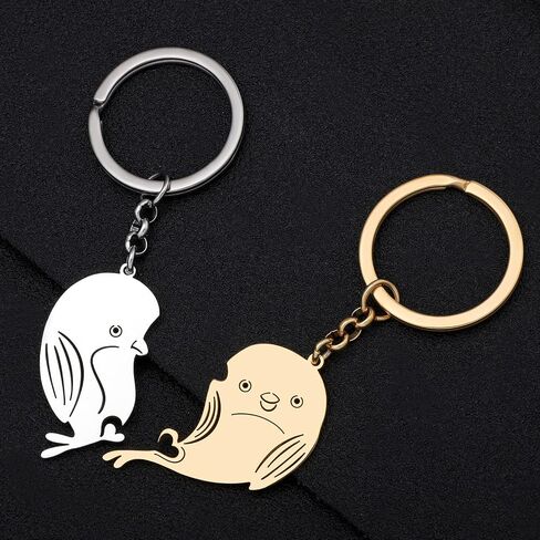 RAIDIN Valentines Day Gifts for Him Her Cute Bunny Cat Dog Dolphin Bird Couple Keychain Keyring for Boyfriend Girlfriend in Kuwait