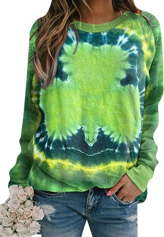 GRASWE Woman St. Patrick's Day Long Sleeve Shirt Casual Loose Clover Graphic Print Sweatshirt in Saudi Arabia