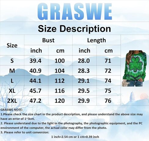 GRASWE Woman St. Patrick's Day Long Sleeve Shirt Casual Loose Clover Graphic Print Sweatshirt in Saudi Arabia