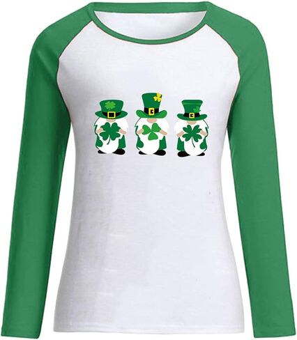 GRASWE Woman St. Patrick's Day Long Sleeve Shirt Casual Loose Clover Graphic Print Sweatshirt in Saudi Arabia