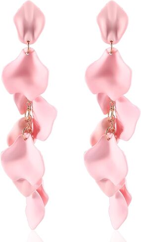 Long Statement Red Acrylic Rose Earrings for Women and Girls, Dangle Neon Mexican Tropical Hawaiian Costume Flower Floral Earring Jewelry Drop Fashion Large Lightweight in Saudi Arabia