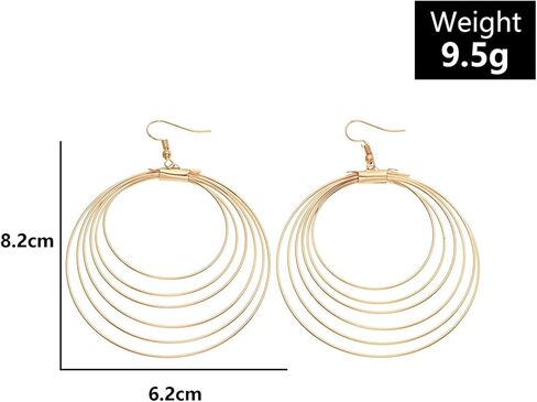 ONLYJUMP Multilayer Round Hoop Earrings for Women Girls Personality Fashion Large Smooth Thin Metal Circle Geometric Boho Multiple Drawing Dangle Drop Statement Earrings Minimalist Jewelry Ladies Gifts in Saudi Arabia