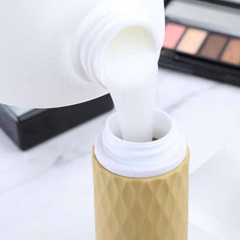 زجاجات Gemice بحجم السفر لمستلزمات النظافة، زجاجات سفر محمولة سعة 3 أونصة معتمدة من إدارة أمن المواصلات الأمريكية، حاويات بحجم مناسب للسفر ومضادة للتسرب وقابلة للعصر، ملحقات السفر لوشن الشامبو والبلسم (4 عبوات) in Kuwait