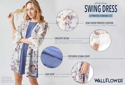 WallFlower Women's Sleeveless Swing Dress & Printed Kimono Set in Kuwait