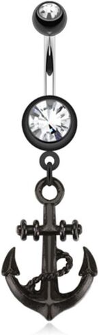 حلقة زر بطن فولاذية جراحية 316L سوداء بمرساة IP من ديناميك in Kuwait