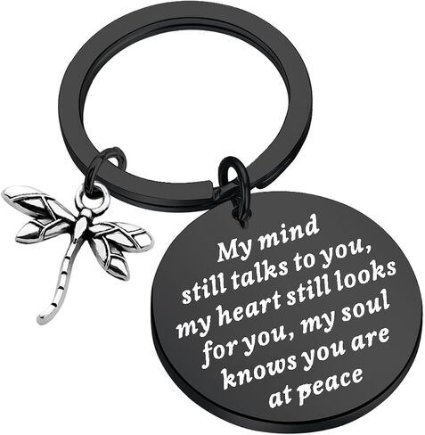 PLITI Dragonfly Memorial Gift Loss of Loved One Gift My Mind Still Talks To You Sympathy Keychain in Saudi Arabia