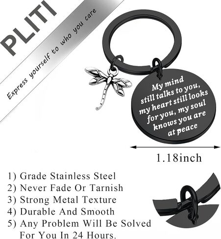 PLITI Dragonfly Memorial Gift Loss of Loved One Gift My Mind Still Talks To You Sympathy Keychain in Saudi Arabia