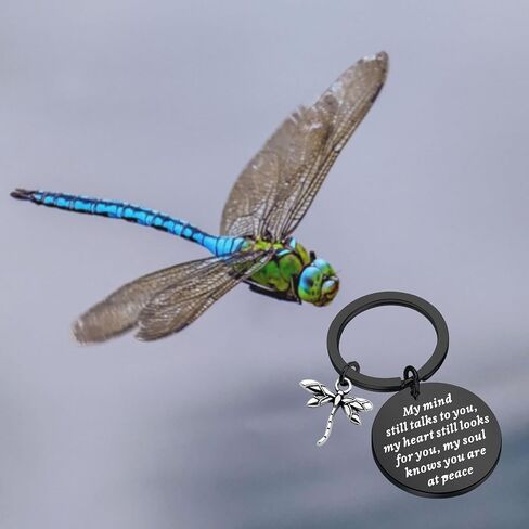 PLITI Dragonfly Memorial Gift Loss of Loved One Gift My Mind Still Talks To You Sympathy Keychain in Saudi Arabia