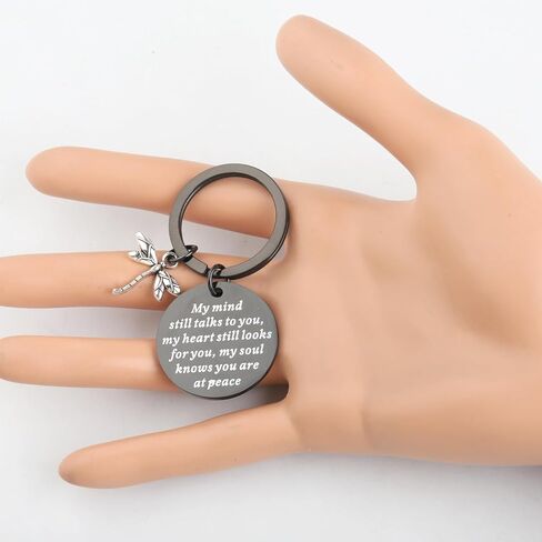 PLITI Dragonfly Memorial Gift Loss of Loved One Gift My Mind Still Talks To You Sympathy Keychain in Saudi Arabia