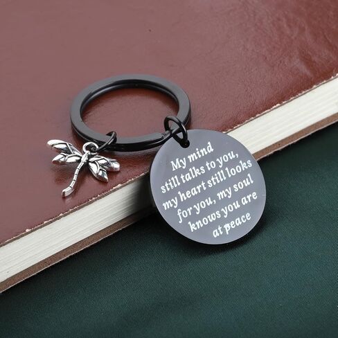 PLITI Dragonfly Memorial Gift Loss of Loved One Gift My Mind Still Talks To You Sympathy Keychain in Saudi Arabia