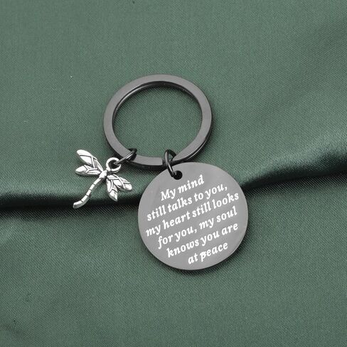 PLITI Dragonfly Memorial Gift Loss of Loved One Gift My Mind Still Talks To You Sympathy Keychain in Saudi Arabia
