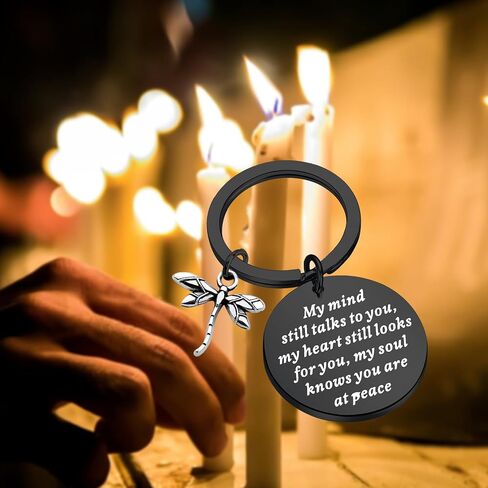 PLITI Dragonfly Memorial Gift Loss of Loved One Gift My Mind Still Talks To You Sympathy Keychain in Saudi Arabia
