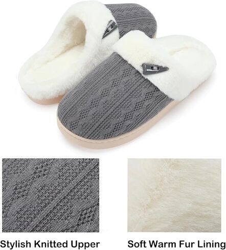 TUOBUQU شبشب نسائي مريح من الإسفنج الذكي شبشب منزلي دافئ من القطيفة للاستخدام الداخلي والخارجي لغرفة النوم مع بطانة من الفرو in Kuwait