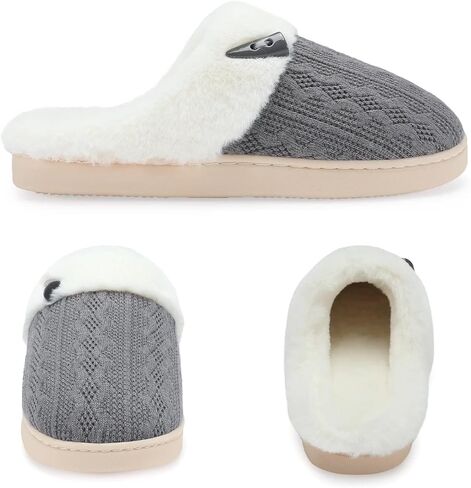 TUOBUQU شبشب نسائي مريح من الإسفنج الذكي شبشب منزلي دافئ من القطيفة للاستخدام الداخلي والخارجي لغرفة النوم مع بطانة من الفرو in Kuwait