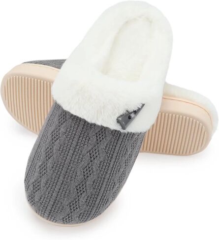 TUOBUQU شبشب نسائي مريح من الإسفنج الذكي شبشب منزلي دافئ من القطيفة للاستخدام الداخلي والخارجي لغرفة النوم مع بطانة من الفرو in Kuwait