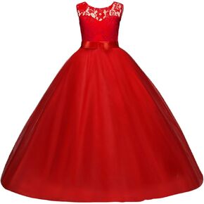 Big Girl Flower Lace Princess Tulle Long Dress for Kids Prom Formal Pageant Dance Gown in Saudi Arabia