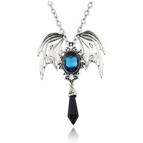 Yissw Halloween Retro Animal Bat Wing Crystal Pendant for Women Girls Western Style Geometry Gothic Necklace in Saudi Arabia