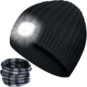 YogerYou Beanie Hat with Led Light Mens Gift for Christmas Adult Women Men Unique Stocking Stuffers Winter Hat for Camping Black in Kuwait