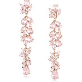 Fashion Long Rhinestone Dangle Earrings Crystal Teardrop Dangling Earrings for Women Wedding Brides Prom Elegant Chandelier Earring