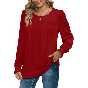 Dofaoo Womens Tops Dressy Casual Ruffle Sleeve Elegant Crewneck Fall Shirts in Kuwait