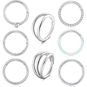 FIRAZIO 8 قطع 16 جرام من الفولاذ الجراحي المفصلي حلقة الأنف للنساء تشيكوسلوفاكيا الحاجز الفرس الجزء حلقات الأنف حلقات الغضروف أقراط اللولب الزنمة محارة الشفاه الأنف Daith ثقب المجوهرات 8 مم 10 مم in Kuwait