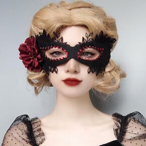 Foyte Masquerade Mask Halloween Black Spider Half Face Mask Costume Cosplay Felt Eye Masks for Women and Girls