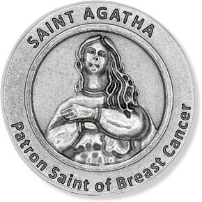 St.Agatha Pocket Token Charm Coin with Prayer Catholic Christian Patron Saint Breast Cancer in Saudi Arabia