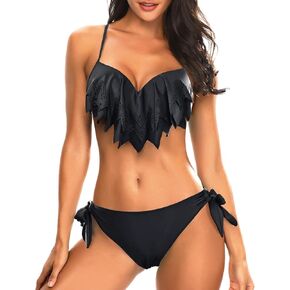 Holipick المرأتين قطعة ملابس السباحة رفع Underwire بيكيني مجموعات مثير لباس سباحة كشكش بيكيني أعلى مع أسفل الفتيات في سن المراهقة