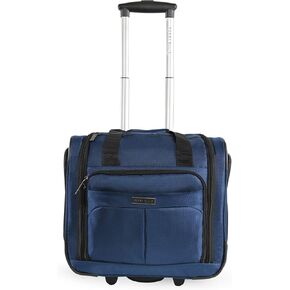 Perry Ellis Men's Excess 9-Pocket Underseat Rolling Tote Carry-on Bag, Navy, One Size