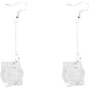 YUNXI أقراط متدلية من مكعبات الثلج الشفافة الإبداعية من الأكريليك غير النظامية مجوهرات صيفية بسيطة ومضحكة للنساء والفتيات in Kuwait