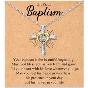 YSSHIN Cross Necklace First Communion Gifts, Baptism Gifts, Confirmation Gifts, Christening Gifts for Girls Catholic