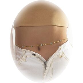 Gold Waist Chain Layered Belly Chain Body Jewelry for Women Snake Chain Waist Chain Gold Herringbone Belly Chain for Summer