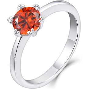 YL Solitaire Engagement Rings 925 Sterling Silver 18K White Gold Plated Round 6mm Birthstones Wedding Jewelry for Women