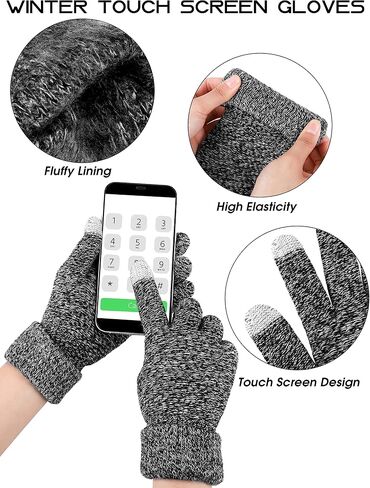 URATOT 4 Packs Winter Warm Set Knitted Pompom Hat Scarf Touch Screen Gloves Ear Warmer 4 In 1 Set for Men or Women in Saudi Arabia