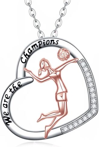 SHEAISRS 925 Sterling Silver Heart Volleyball Cheerleader Gymnastics Necklace for Women Birthday Gymnastics Gifts for Girls in Saudi Arabia