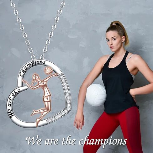 SHEAISRS 925 Sterling Silver Heart Volleyball Cheerleader Gymnastics Necklace for Women Birthday Gymnastics Gifts for Girls in Saudi Arabia