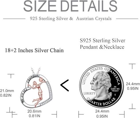 SHEAISRS 925 Sterling Silver Heart Volleyball Cheerleader Gymnastics Necklace for Women Birthday Gymnastics Gifts for Girls in Saudi Arabia