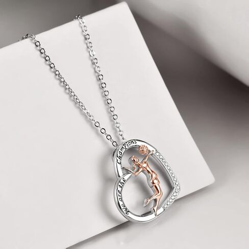 SHEAISRS 925 Sterling Silver Heart Volleyball Cheerleader Gymnastics Necklace for Women Birthday Gymnastics Gifts for Girls in Saudi Arabia