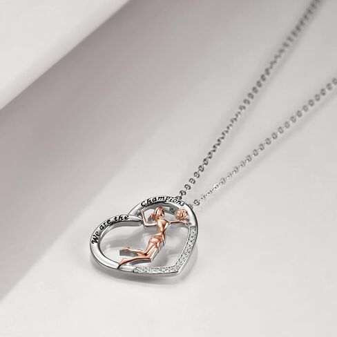 SHEAISRS 925 Sterling Silver Heart Volleyball Cheerleader Gymnastics Necklace for Women Birthday Gymnastics Gifts for Girls in Saudi Arabia