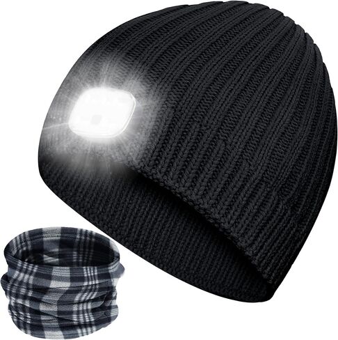 YogerYou Beanie Hat with Led Light Mens Gift for Christmas Adult Women Men Unique Stocking Stuffers Winter Hat for Camping Black in Kuwait